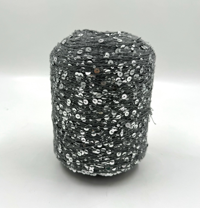 Пряжа Королевские пайетки Shine Pail, хлопок, цвет темно-серый